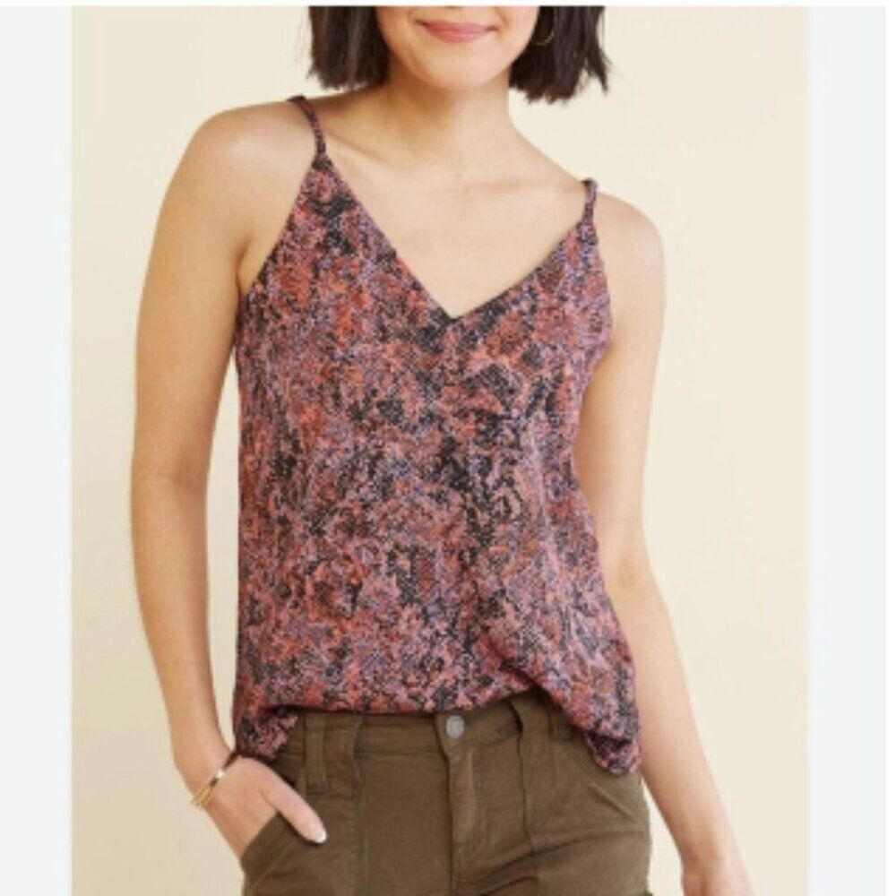 NWT Evereve Peyton Jensen Gisela Snake Print Cami Top size Small Black Pink Tank
